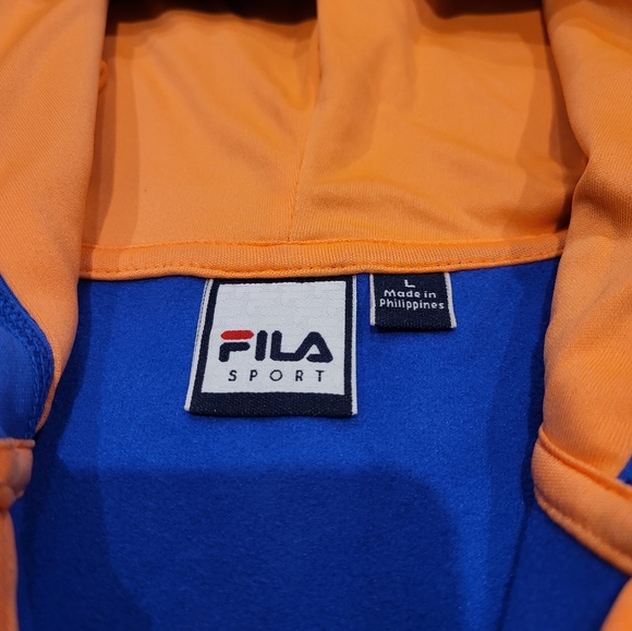 🔥 FILA 💎 Full Zip Jacket Hoodie Sweatshirt ✨️ Blue Orange Womens Large 🔥🔥🔥 - Picture 6 of 9